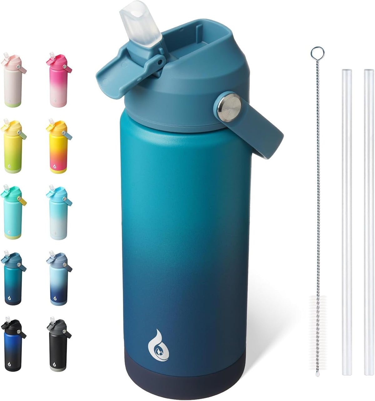 18oz Insulated Water Bottle, Stainless Steel Bottle with Straw Lid