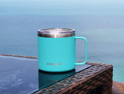 Stainless Steel 16 oz Vacuum Insulated Coffee Mug with Handle and Lid, Large Thermal Camping Coffee Mug Cup with Durable Sliding Lid for Men & Women, Keeps your Beverages Hot & Cold
