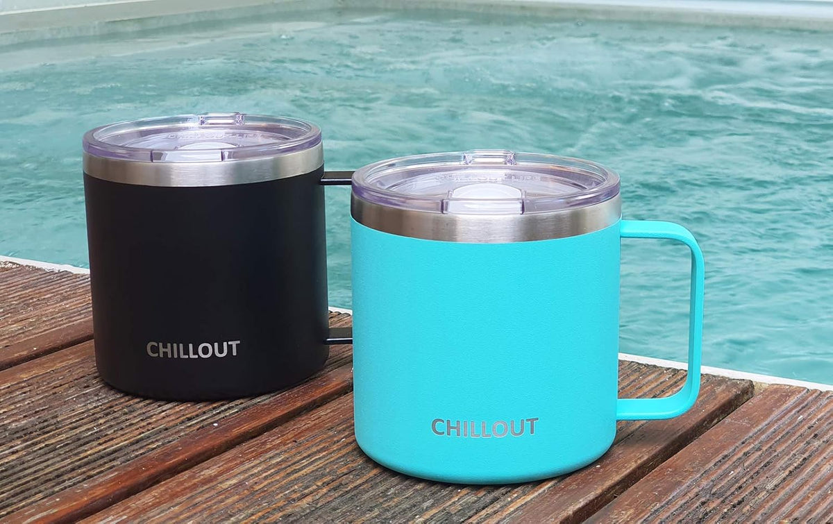 Stainless Steel 16 oz Vacuum Insulated Coffee Mug with Handle and Lid, Large Thermal Camping Coffee Mug Cup with Durable Sliding Lid for Men & Women, Keeps your Beverages Hot & Cold