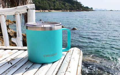 Stainless Steel 16 oz Vacuum Insulated Coffee Mug with Handle and Lid, Large Thermal Camping Coffee Mug Cup with Durable Sliding Lid for Men & Women, Keeps your Beverages Hot & Cold