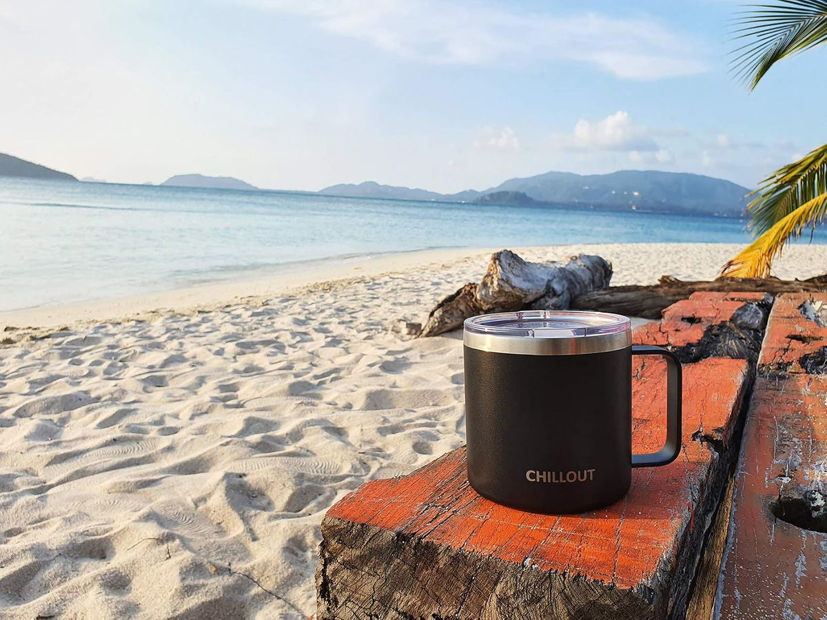 Stainless Steel 16 oz Vacuum Insulated Coffee Mug with Handle and Lid, Large Thermal Camping Coffee Mug Cup with Durable Sliding Lid for Men & Women, Keeps your Beverages Hot & Cold