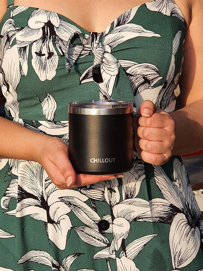 Stainless Steel 16 oz Vacuum Insulated Coffee Mug with Handle and Lid, Large Thermal Camping Coffee Mug Cup with Durable Sliding Lid for Men & Women, Keeps your Beverages Hot & Cold