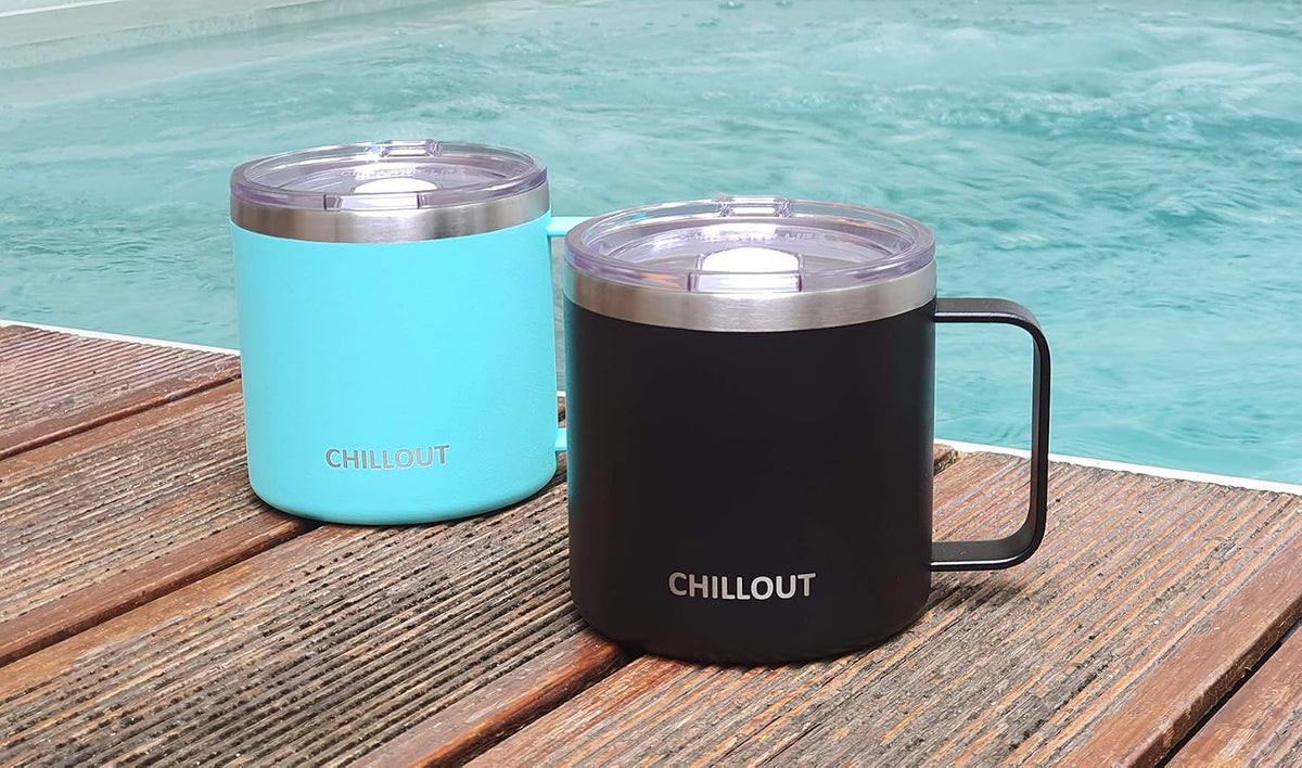 Stainless Steel 16 oz Vacuum Insulated Coffee Mug with Handle and Lid, Large Thermal Camping Coffee Mug Cup with Durable Sliding Lid for Men & Women, Keeps your Beverages Hot & Cold