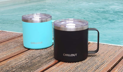 Stainless Steel 16 oz Vacuum Insulated Coffee Mug with Handle and Lid, Large Thermal Camping Coffee Mug Cup with Durable Sliding Lid for Men & Women, Keeps your Beverages Hot & Cold