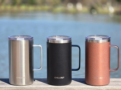 Stainless Steel 16 oz Vacuum Insulated Coffee Mug with Handle and Lid, Large Thermal Camping Coffee Mug Cup with Durable Sliding Lid for Men & Women, Keeps your Beverages Hot & Cold