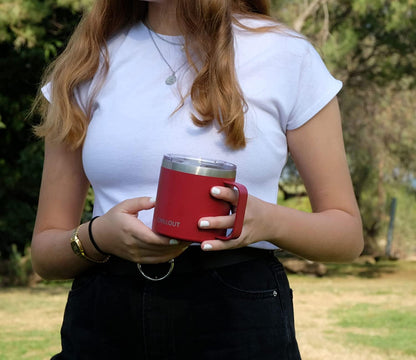 Stainless Steel 16 oz Vacuum Insulated Coffee Mug with Handle and Lid, Large Thermal Camping Coffee Mug Cup with Durable Sliding Lid for Men & Women, Keeps your Beverages Hot & Cold