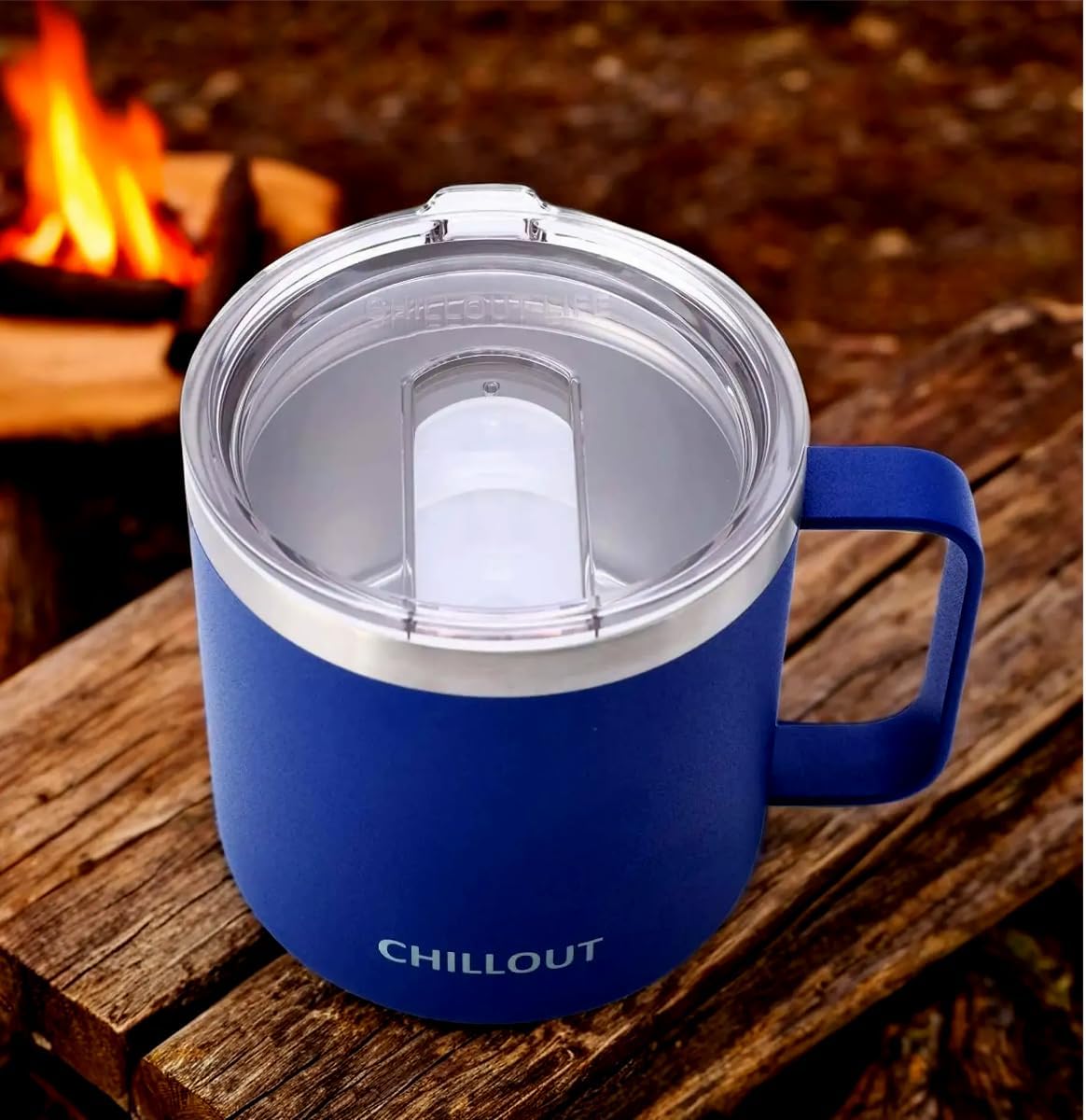 Stainless Steel 16 oz Vacuum Insulated Coffee Mug with Handle and Lid, Large Thermal Camping Coffee Mug Cup with Durable Sliding Lid for Men & Women, Keeps your Beverages Hot & Cold