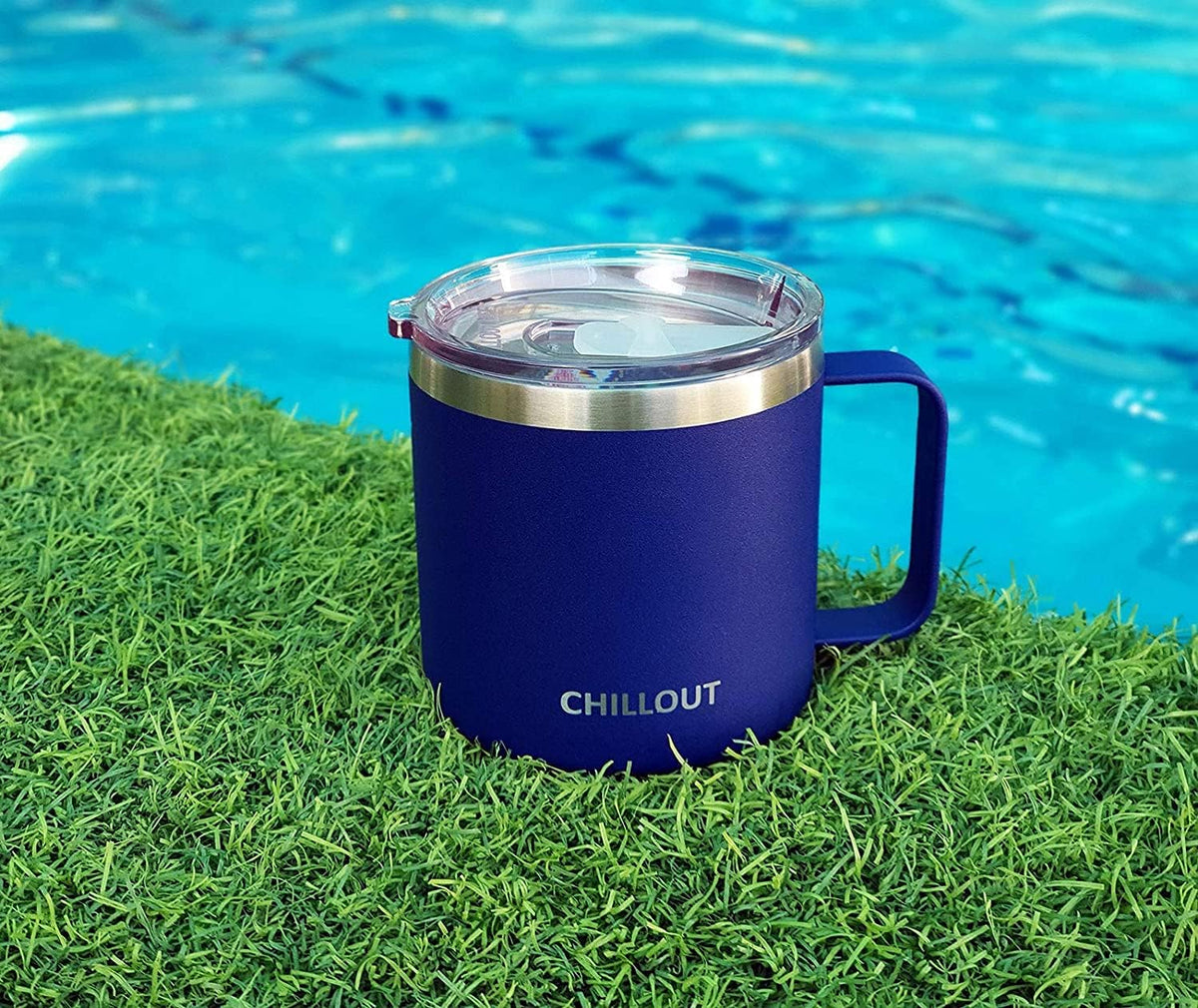Stainless Steel 16 oz Vacuum Insulated Coffee Mug with Handle and Lid, Large Thermal Camping Coffee Mug Cup with Durable Sliding Lid for Men & Women, Keeps your Beverages Hot & Cold