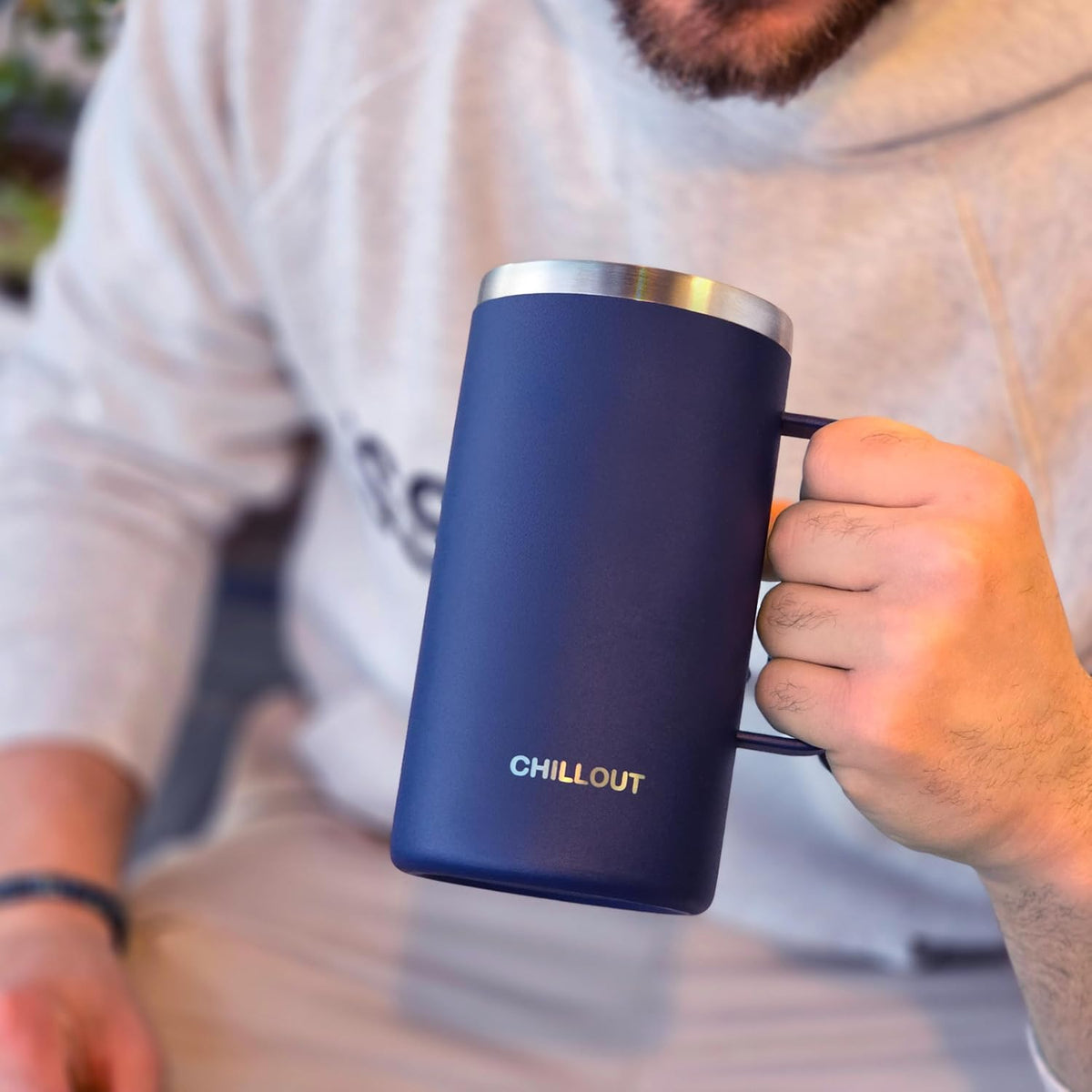 Stainless Steel 16 oz Vacuum Insulated Coffee Mug with Handle and Lid, Large Thermal Camping Coffee Mug Cup with Durable Sliding Lid for Men & Women, Keeps your Beverages Hot & Cold