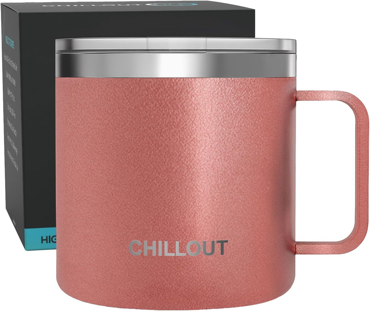 Stainless Steel 16 oz Vacuum Insulated Coffee Mug with Handle and Lid, Large Thermal Camping Coffee Mug Cup with Durable Sliding Lid for Men & Women, Keeps your Beverages Hot & Cold