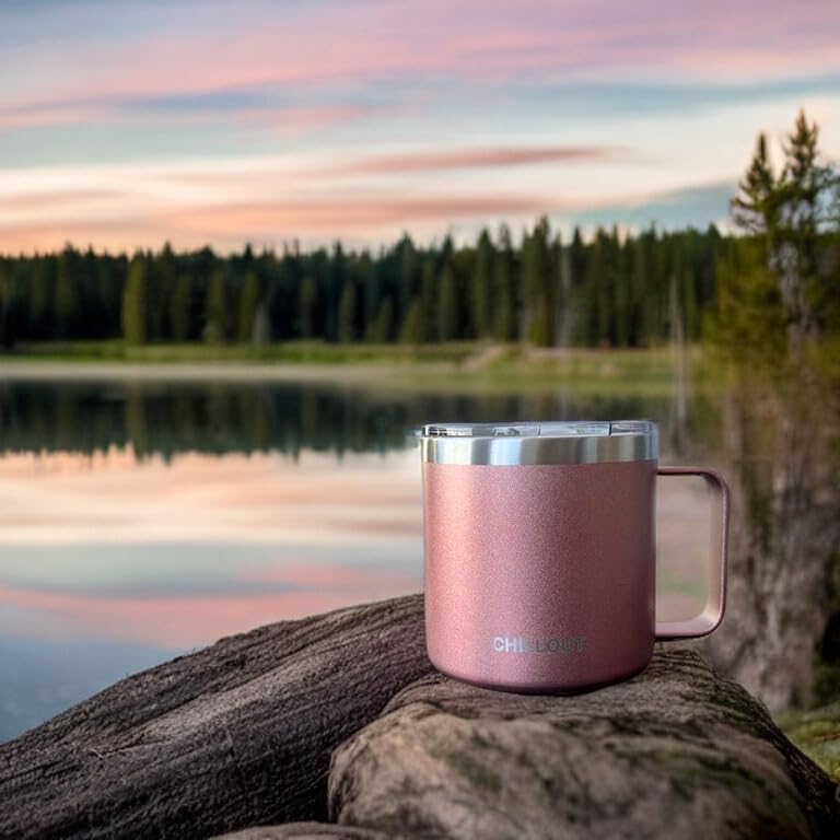 Stainless Steel 16 oz Vacuum Insulated Coffee Mug with Handle and Lid, Large Thermal Camping Coffee Mug Cup with Durable Sliding Lid for Men & Women, Keeps your Beverages Hot & Cold