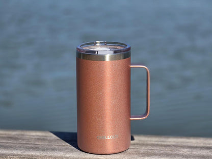 Stainless Steel 16 oz Vacuum Insulated Coffee Mug with Handle and Lid, Large Thermal Camping Coffee Mug Cup with Durable Sliding Lid for Men & Women, Keeps your Beverages Hot & Cold