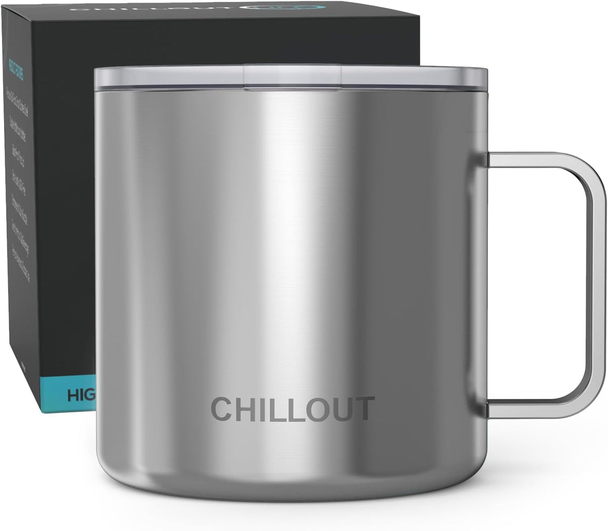 Stainless Steel 16 oz Vacuum Insulated Coffee Mug with Handle and Lid, Large Thermal Camping Coffee Mug Cup with Durable Sliding Lid for Men & Women, Keeps your Beverages Hot & Cold