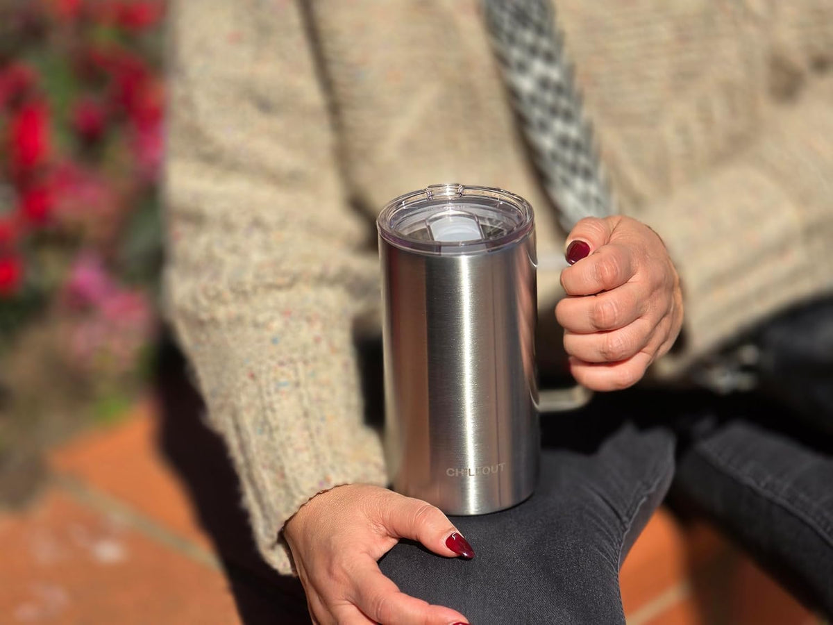 Stainless Steel 16 oz Vacuum Insulated Coffee Mug with Handle and Lid, Large Thermal Camping Coffee Mug Cup with Durable Sliding Lid for Men & Women, Keeps your Beverages Hot & Cold