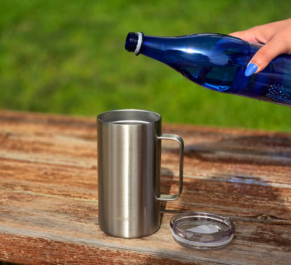 Stainless Steel 16 oz Vacuum Insulated Coffee Mug with Handle and Lid, Large Thermal Camping Coffee Mug Cup with Durable Sliding Lid for Men & Women, Keeps your Beverages Hot & Cold