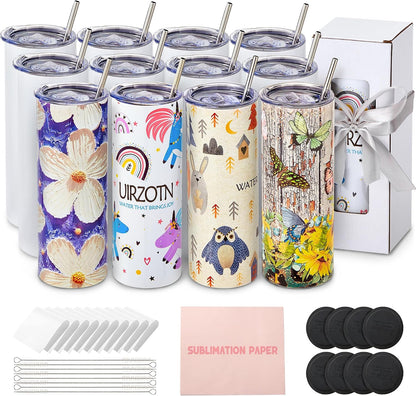 20oz Sublimation Tumbler Blanks Skinny Straight in Bulk