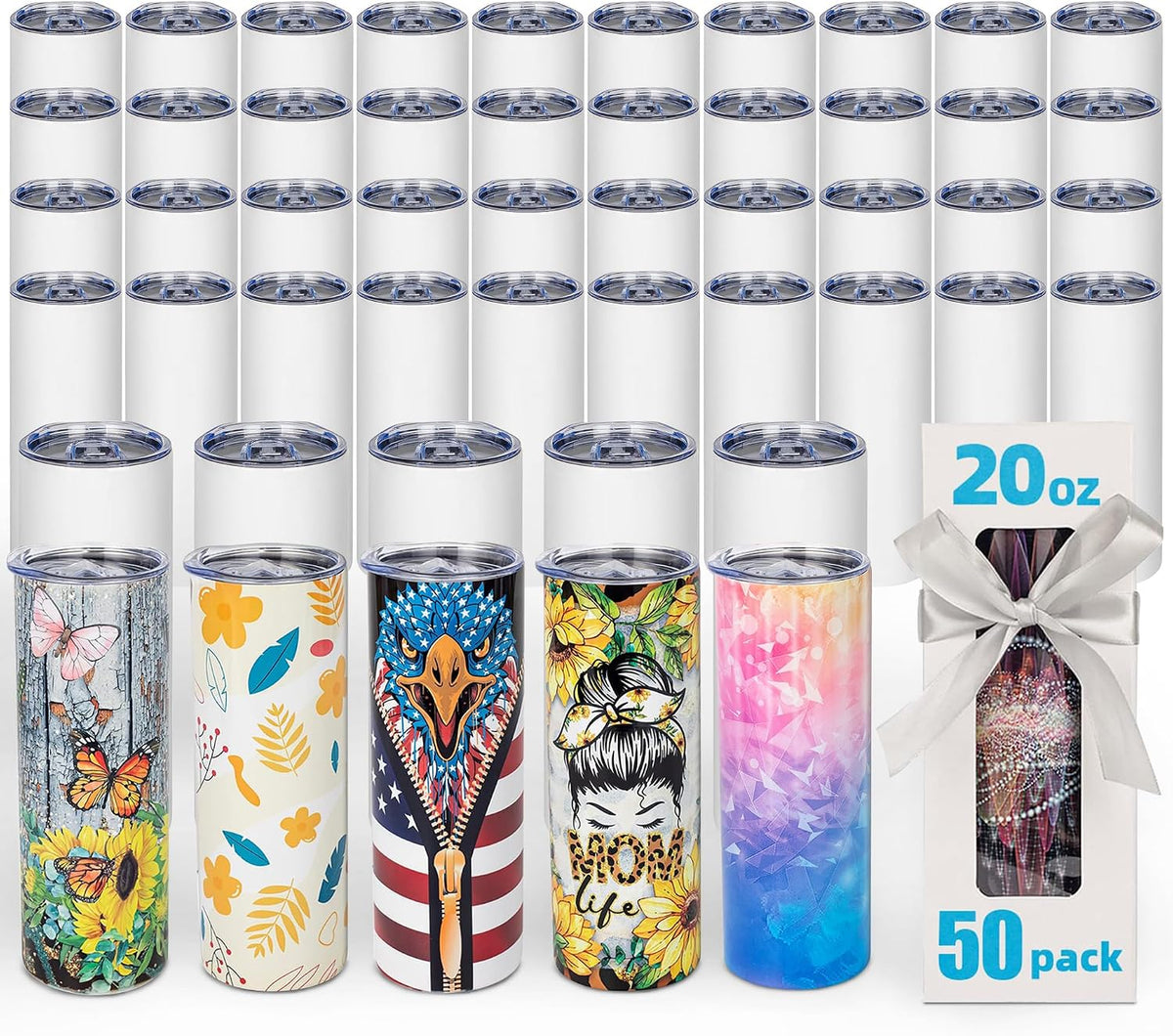 20oz Sublimation Tumbler Blanks Skinny Straight in Bulk