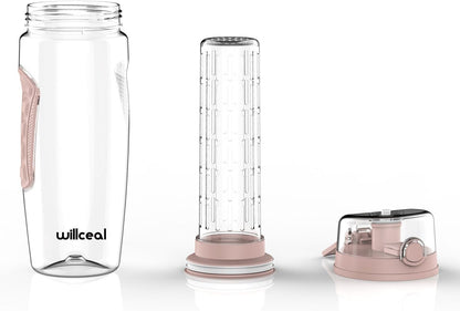 Fruit Infuser Water Bottle 32oz- Durable, Large - BPA Free Tritan, Flip Lid, Leak Proof Design - Sports, Camping