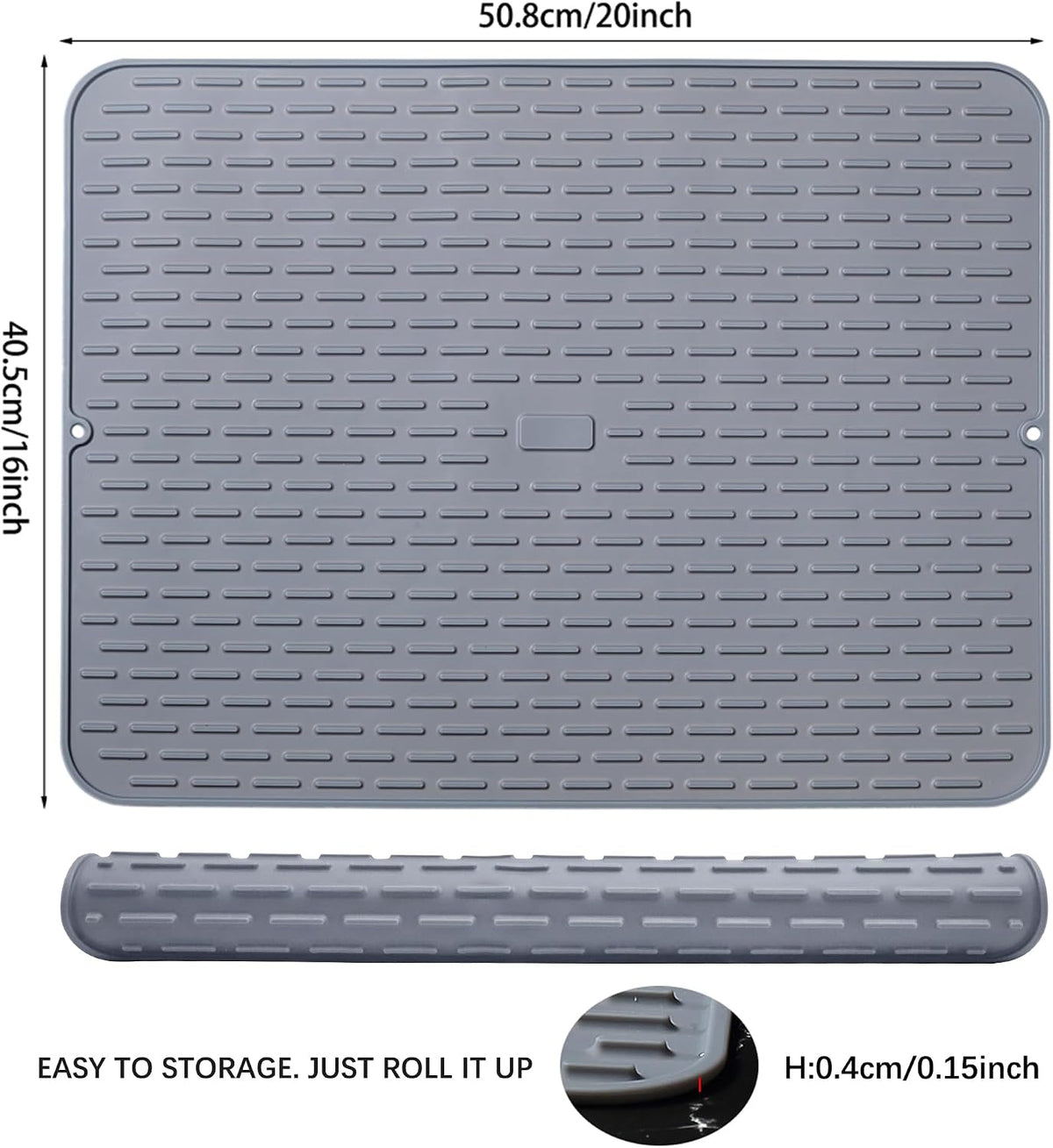 Silicone Dish Drying Mat - Extral Large 20" x 16" - Set of 2 Flexible Rubber Drying Mat, Heat Resistant Silicone Trivet, Countertop Mat, Dish Draining Mat, Sink Mat