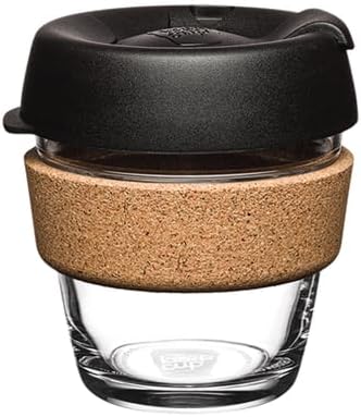 Brew Cork, Reusable Glass Tumbler with Natural Cork, Tall Coffee Cup 12oz / 340ml - Pine