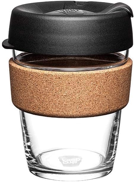 Brew Cork, Reusable Glass Tumbler with Natural Cork, Tall Coffee Cup 12oz / 340ml - Pine