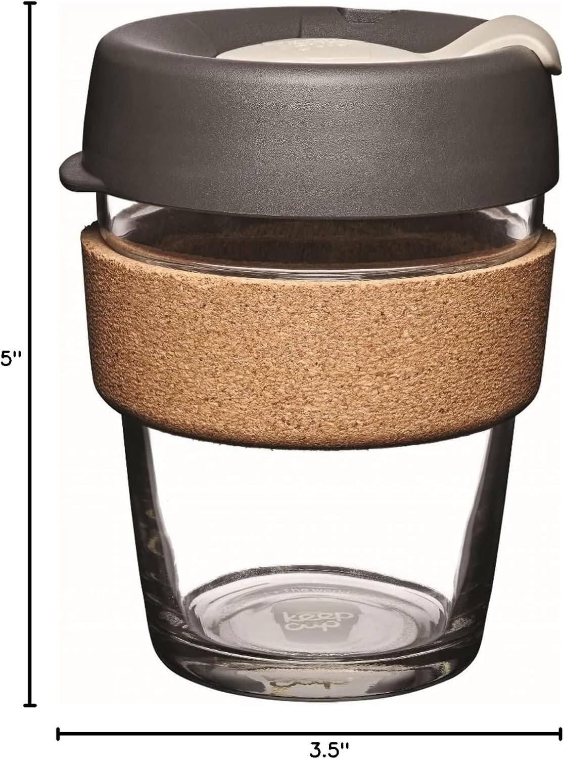 Brew Cork, Reusable Glass Tumbler with Natural Cork, Tall Coffee Cup 12oz / 340ml - Pine