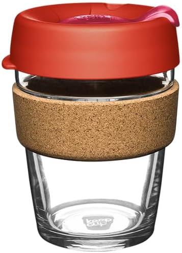 Brew Cork, Reusable Glass Tumbler with Natural Cork, Tall Coffee Cup 12oz / 340ml - Pine