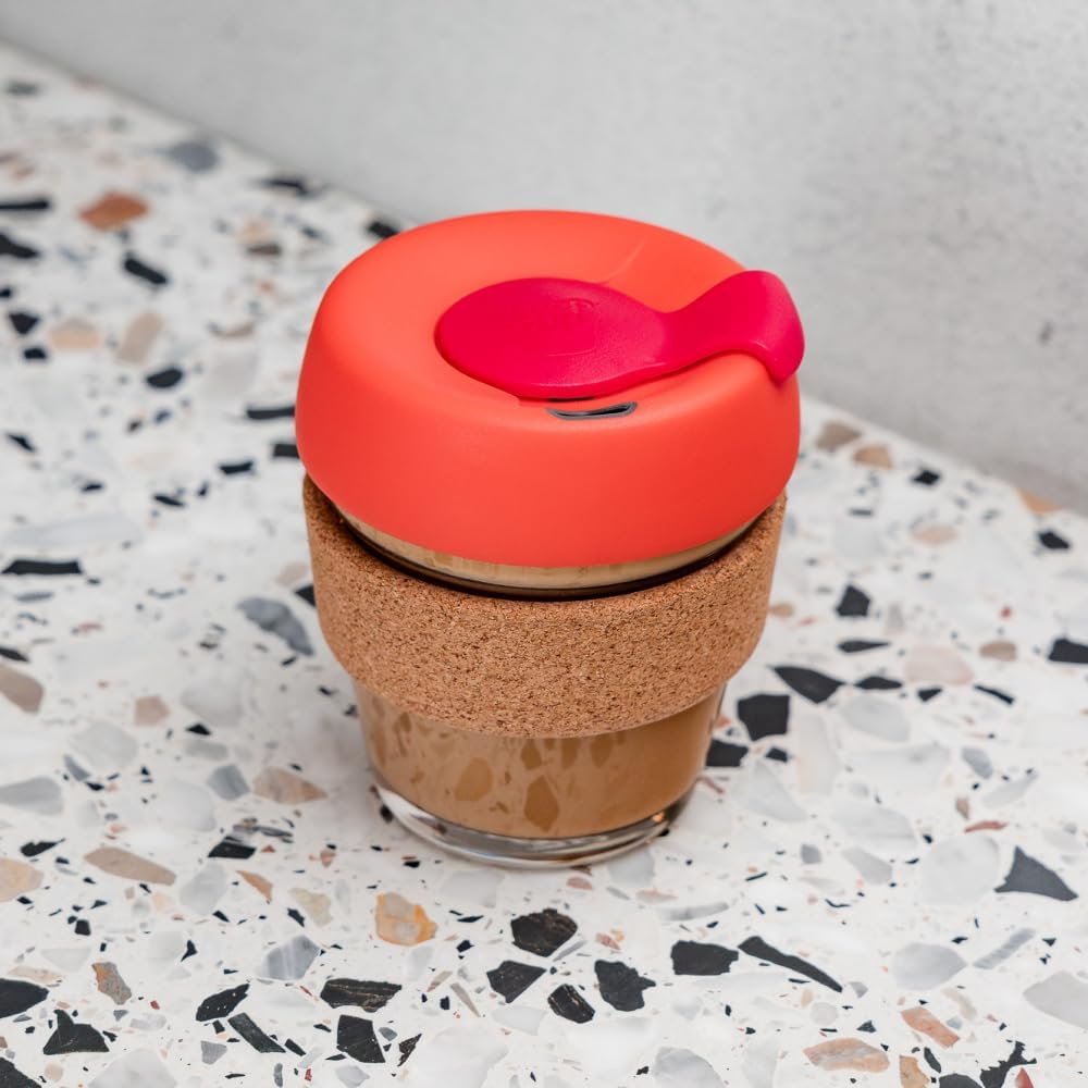 Brew Cork, Reusable Glass Tumbler with Natural Cork, Tall Coffee Cup 12oz / 340ml - Pine