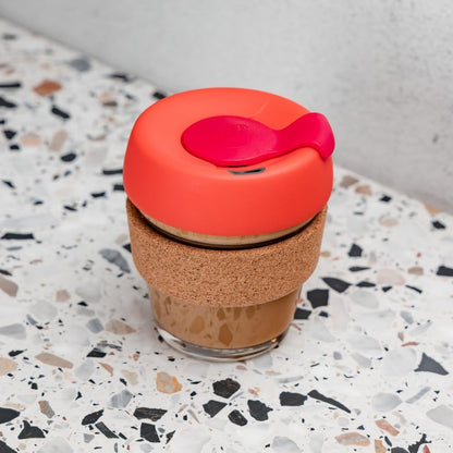 Brew Cork, Reusable Glass Tumbler with Natural Cork, Tall Coffee Cup 12oz / 340ml - Pine