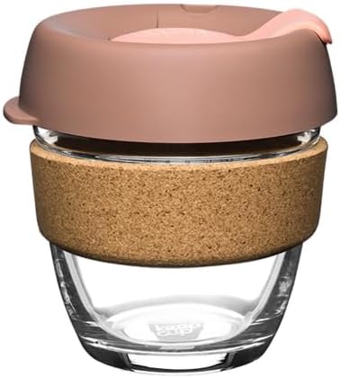 Brew Cork, Reusable Glass Tumbler with Natural Cork, Tall Coffee Cup 12oz / 340ml - Pine