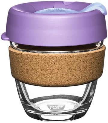 Brew Cork, Reusable Glass Tumbler with Natural Cork, Tall Coffee Cup 12oz / 340ml - Pine