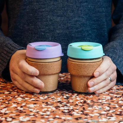 Brew Cork, Reusable Glass Tumbler with Natural Cork, Tall Coffee Cup 12oz / 340ml - Pine