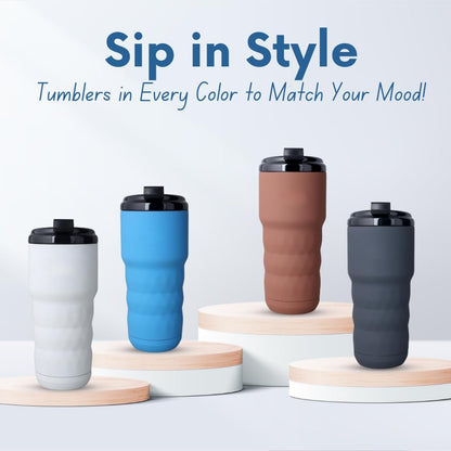 Insulated Coffee Mug 20 oz, Insulated Coffee Cups with Flip Lid, Stainless Steel Coffee Mugs Spill Proof, Double Wall Vacuum Tumblers, Reusable To Go Mug for Hot/Ice Coffee Tea (White)