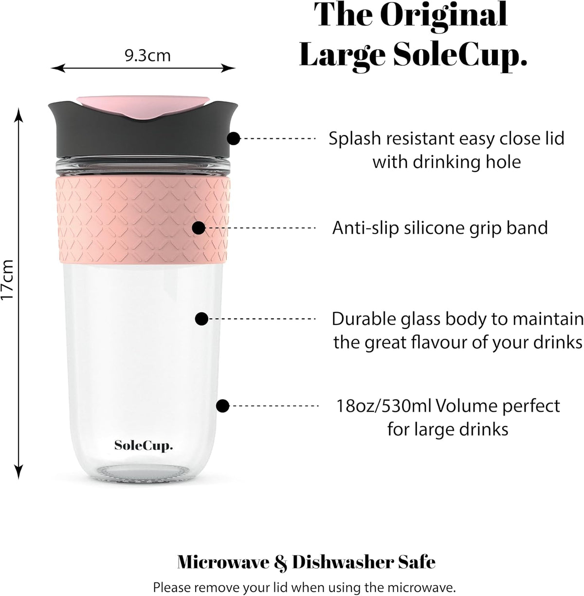 Reusable Strengthened Glass Travel Cup - Spill Proof Coffee Mug - 12oz/340ml BPA-Free Hot Drink Travel Mug with Lid & Silicone Band (Gray and Blue, 12oz)