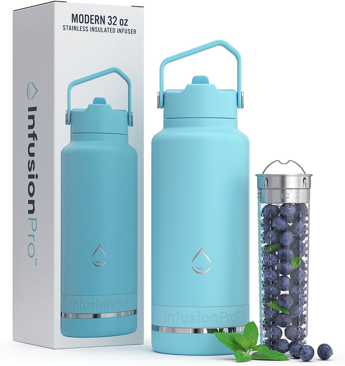 Fruit Infuser Water Bottle, 32 oz Stainless Steel