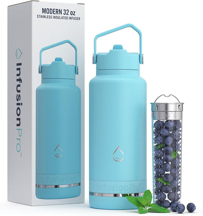 Fruit Infuser Water Bottle, 32 oz Stainless Steel