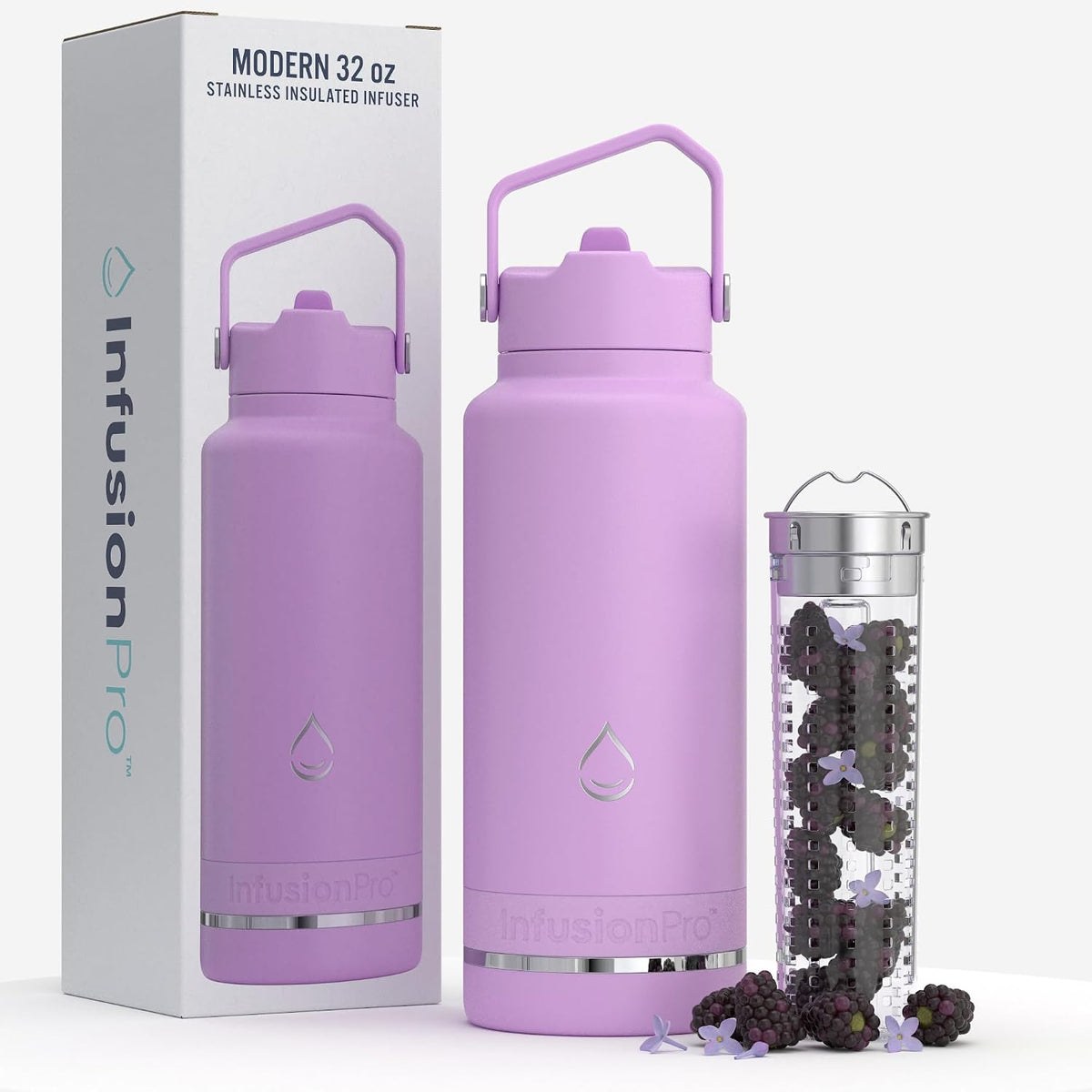 Fruit Infuser Water Bottle, 32 oz Stainless Steel