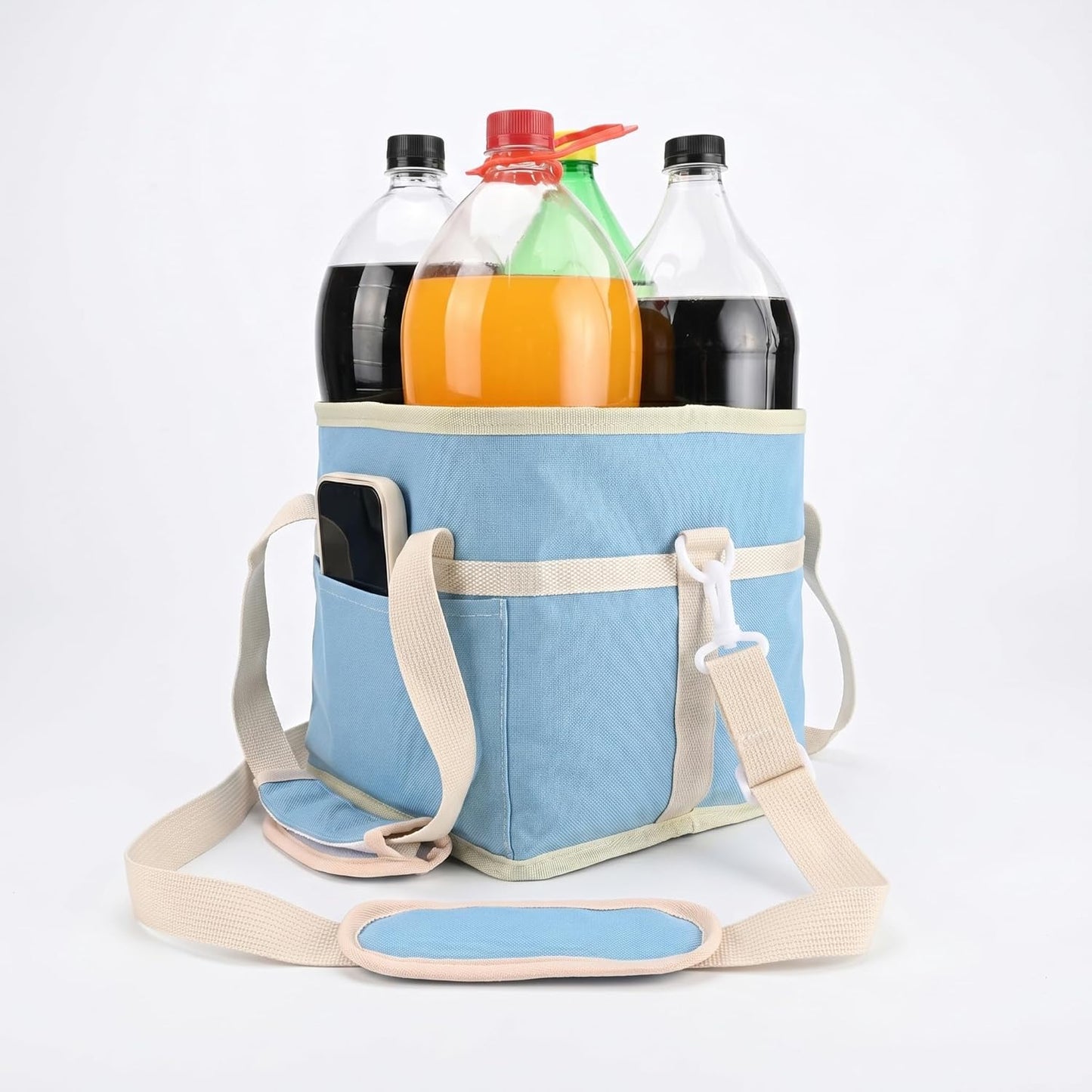 4-Cup Insulated Drink Carrier Bag with Shoulder Strap(BLACK) | Drink Carrier Tote Bag