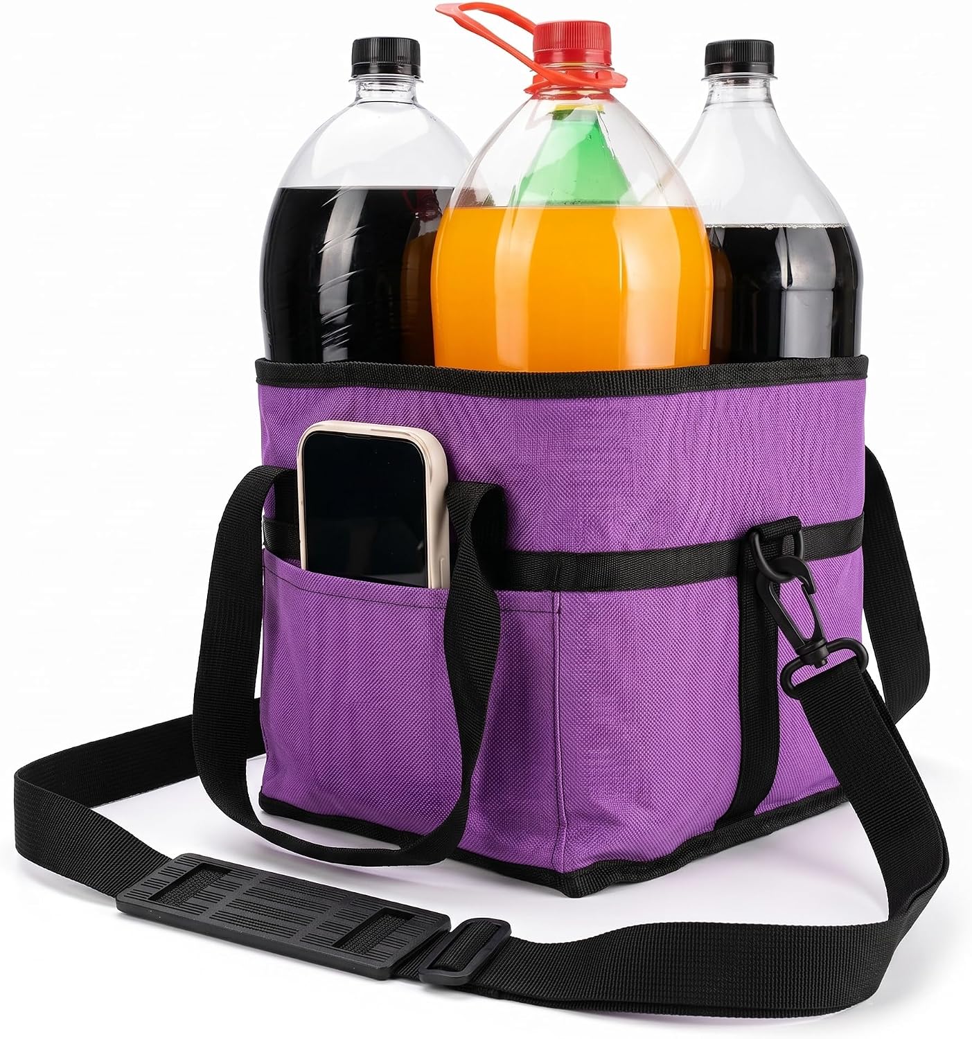 4-Cup Insulated Drink Carrier Bag with Shoulder Strap(BLACK) | Drink Carrier Tote Bag