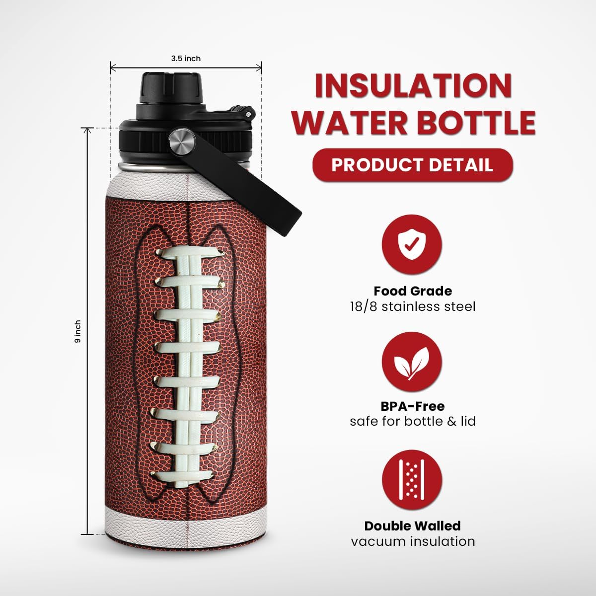 Gym Insulated Engraved Stainless Steel Water Bottle 32oz, Vacuum Chug Lid Travel Tumbler For Men Friends Dad Gymer Trainer, Gym Mode on, Birthday Christmas Father's Day