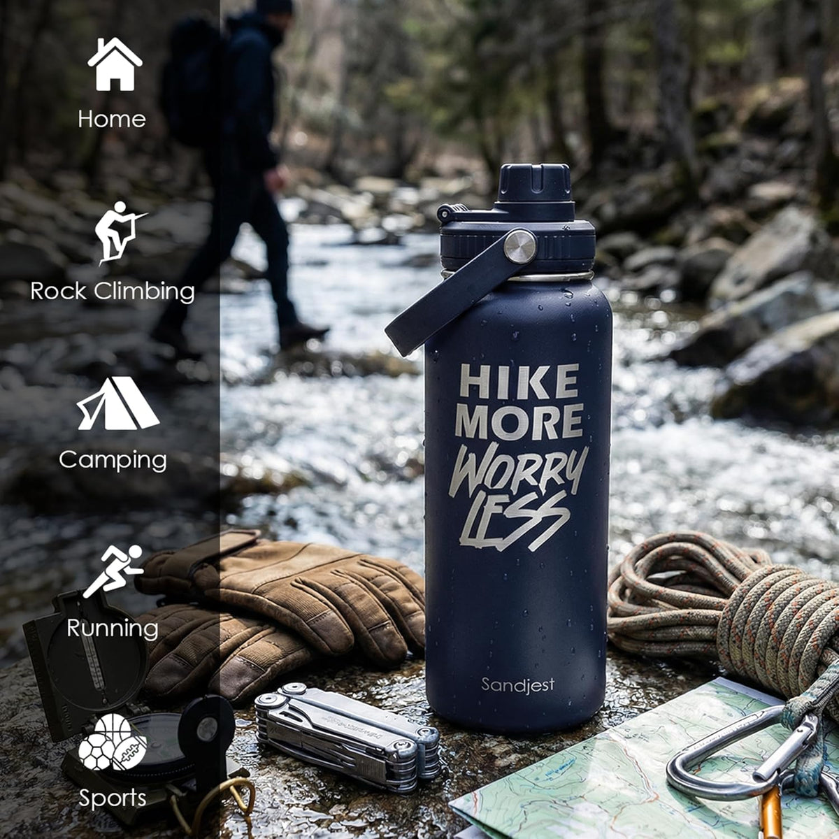 Gym Insulated Engraved Stainless Steel Water Bottle 32oz, Vacuum Chug Lid Travel Tumbler For Men Friends Dad Gymer Trainer, Gym Mode on, Birthday Christmas Father's Day