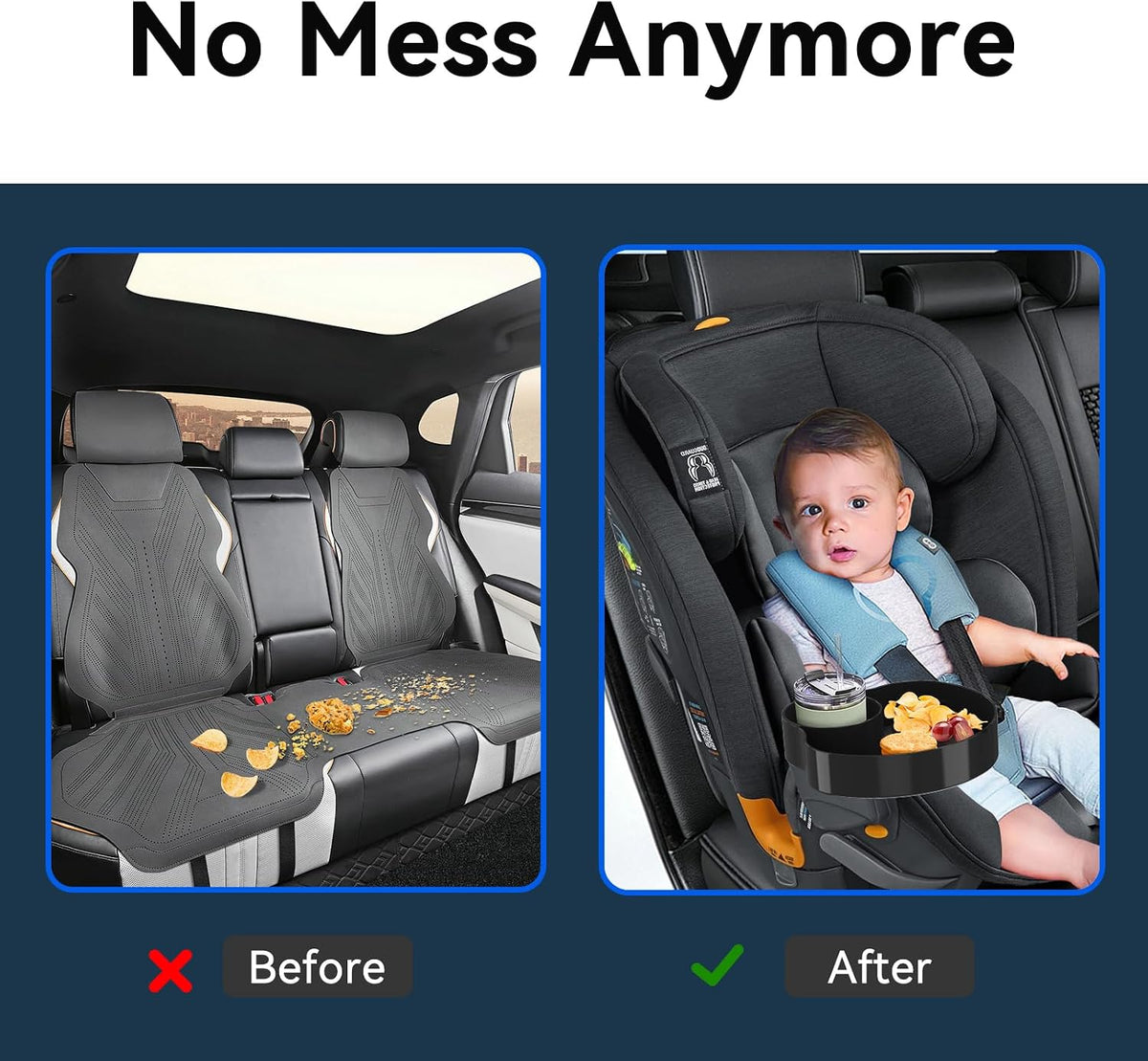 [2 Packs] Kids Car Seat Tray, Travel Tray with Cup Holder for Toddler Baby, Kids Car Seat Food Snack Organizer for Road Trip, Stroller snack, travel must haves - Pink