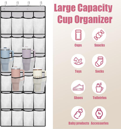 24 Pockets Cup Organizer for Stanley Cup Tumbler, Hanging Design