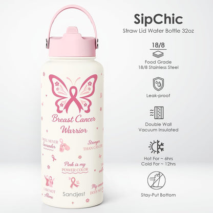 Pickleball Gift for Women, Water Bottle Stainless Steel 32oz with Lid & Straw, Sport Insulated Bottles Gifts for Girls Friends Teens Birthday Christmas - Colors B
