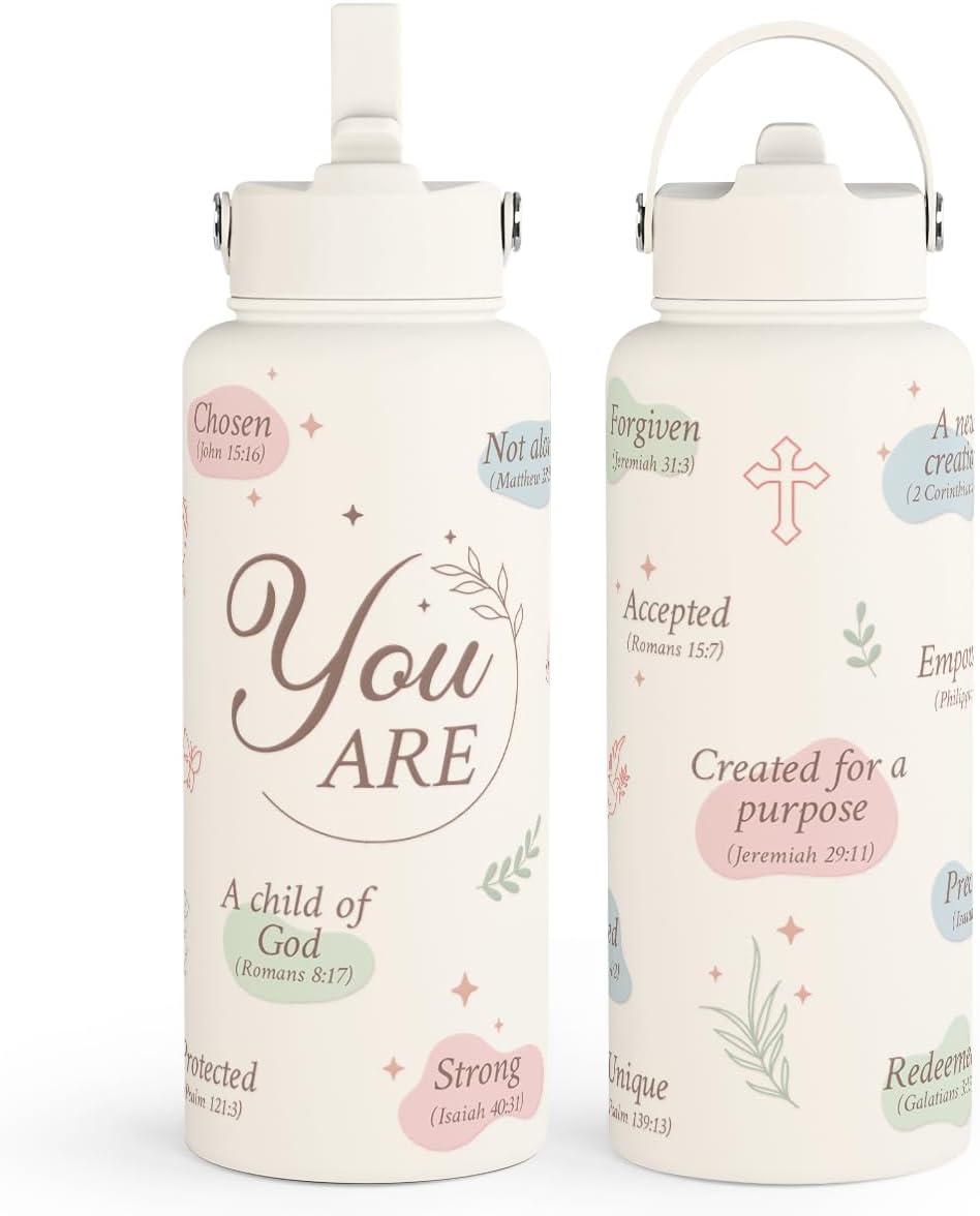 Pickleball Gift for Women, Water Bottle Stainless Steel 32oz with Lid & Straw, Sport Insulated Bottles Gifts for Girls Friends Teens Birthday Christmas - Colors B