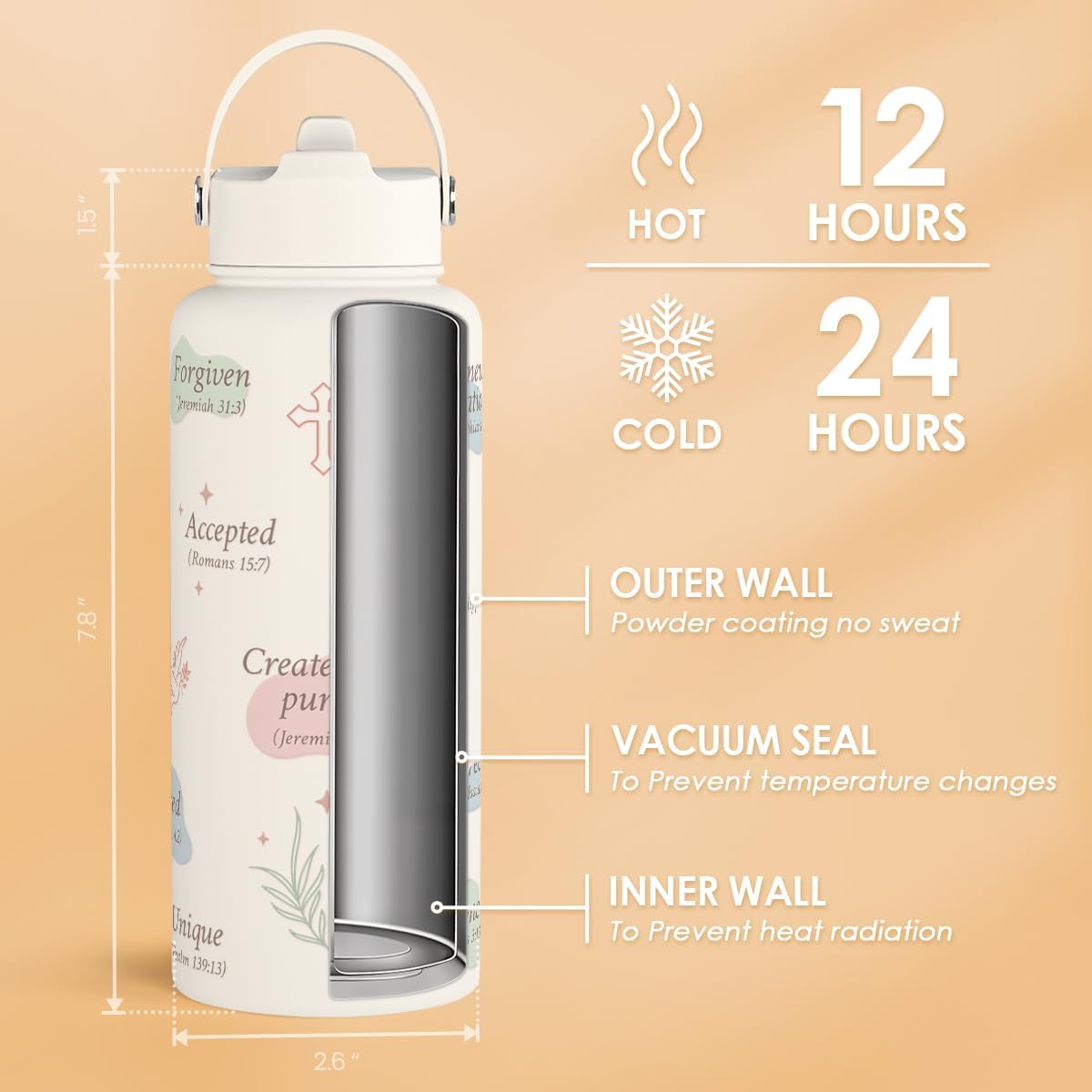 Pickleball Gift for Women, Water Bottle Stainless Steel 32oz with Lid & Straw, Sport Insulated Bottles Gifts for Girls Friends Teens Birthday Christmas - Colors B