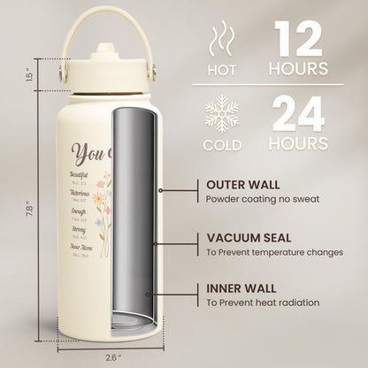 Pickleball Gift for Women, Water Bottle Stainless Steel 32oz with Lid & Straw, Sport Insulated Bottles Gifts for Girls Friends Teens Birthday Christmas - Colors B