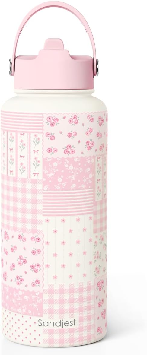 Pickleball Gift for Women, Water Bottle Stainless Steel 32oz with Lid & Straw, Sport Insulated Bottles Gifts for Girls Friends Teens Birthday Christmas - Colors B