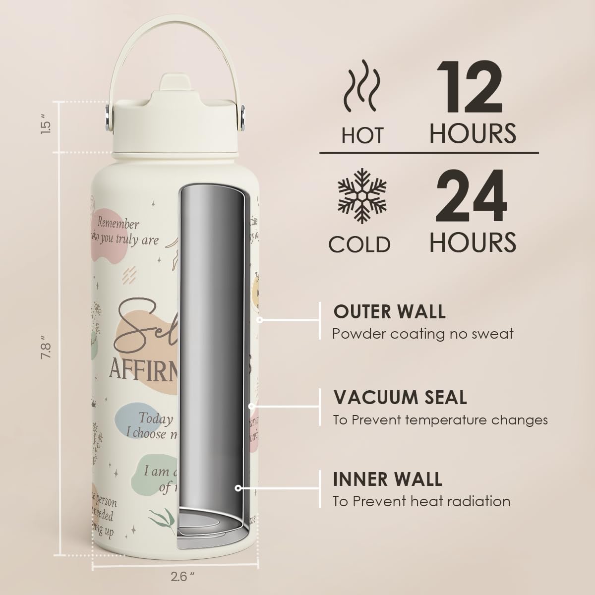 Pickleball Gift for Women, Water Bottle Stainless Steel 32oz with Lid & Straw, Sport Insulated Bottles Gifts for Girls Friends Teens Birthday Christmas - Colors B