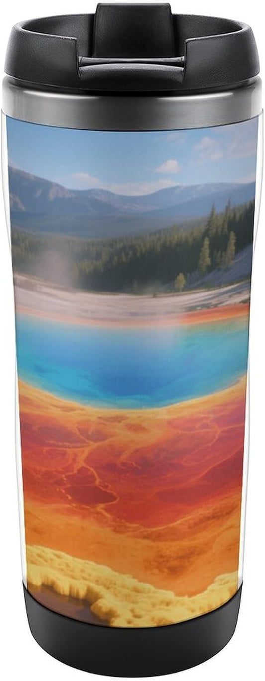 Travel Mug Sea Grand Prismatic Springs Coffee Cup Reusable Insulated Tumbler with Lid Travel Coffee Mug Stainless Steel Insulated Coffee Tumbler for Coffee Tea And Drinks